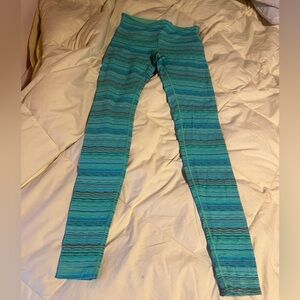 LULULEMON SPACE DYE STRIPED LEGGINGS TEAL TURQUOISE BLUE SZ 6 mid full length
